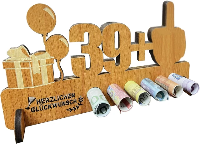 ORIGINELLE LUSTIG 40. Geburtstag Geldgeschenk Holz 39 + 1 Geschenk