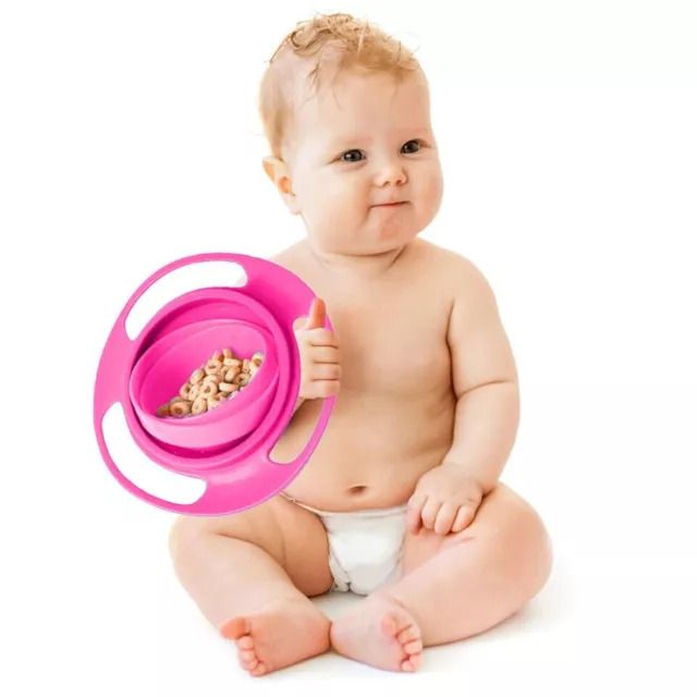 Baby Feeding Dish Cute Baby Gyro Bowl Universal 360 Rotate Spill-Proof Bowl