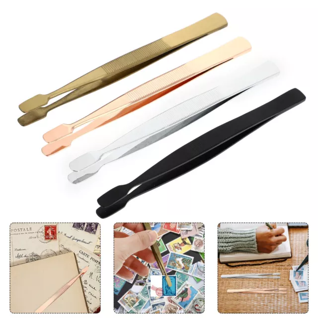 4Pcs stamp collecting supplies stamp tweezer stamp collect catch tool Spade Tip