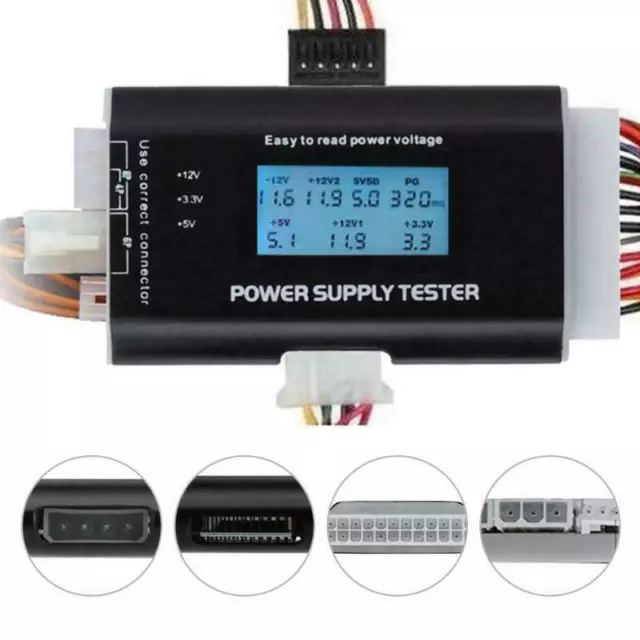 20/24Pin 4 SATA HD HDD BTX/ATX/ITX Computer PC Power Supply LCD Display Tester