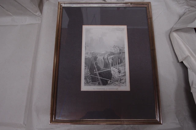 Antiker Stich Bergbau, "The Ironmines of Dannemora ( Swede)", schöne Rahmung TOP 2