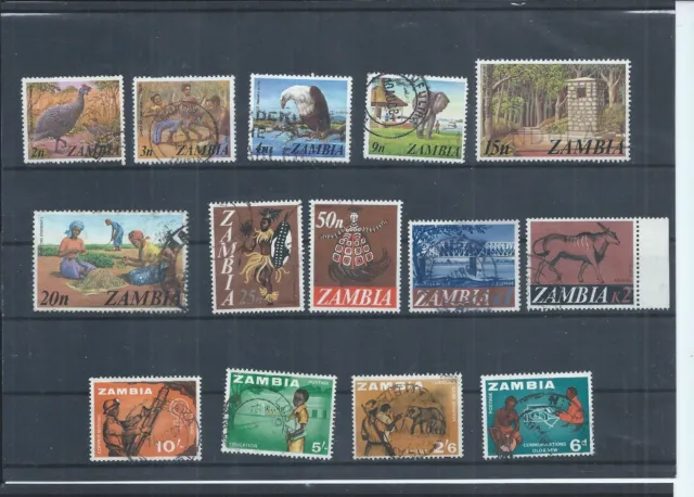 Estampillas de Zambia.  1964, 1968 y 1975 lote definitivo usado.  (AF069)