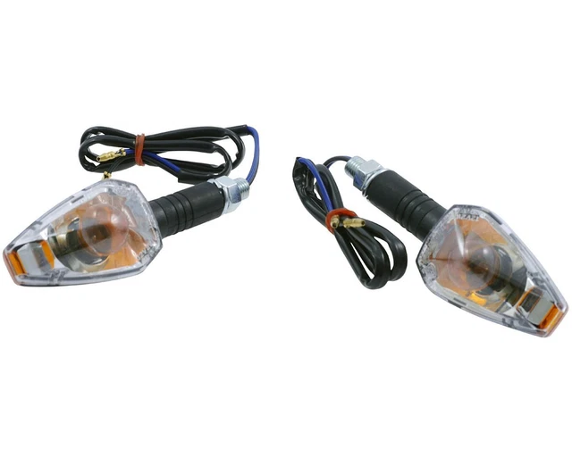 Clignotant Big Peak paire moto, noir, carré, verre transparent, long bras en cao