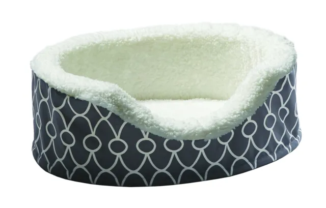 (USA) Cozy Gray Textured Fleece-lined Nest Pet Bed - 20-Inch Cats/Dog