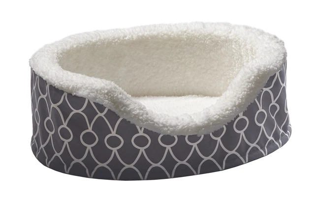 (USA) Cozy Gray Textured Fleece-lined Nest Pet Bed - 20-Inch Cats/Dog