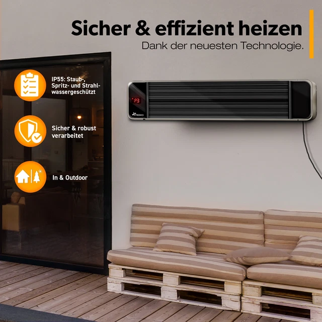 TRESKO® Dunkelheizstrahler Infrarot Heiz Strahler Terrassenstrahler Schwarz IRD 4