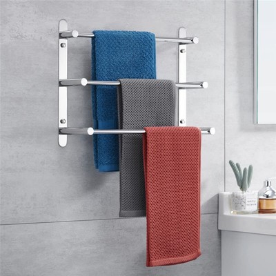 Senza foratura, Portasciugamani cromato A Lolypot Portasciugamani da parete Portasalviette senza foratura acciaio inox autoadesivo cromato bagno da Porta Asciugamano Accessori per il Bagno 
