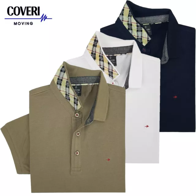 Polo uomo manica corta sottocollo a fantasia 100% cotone piquet COVERI MOVING