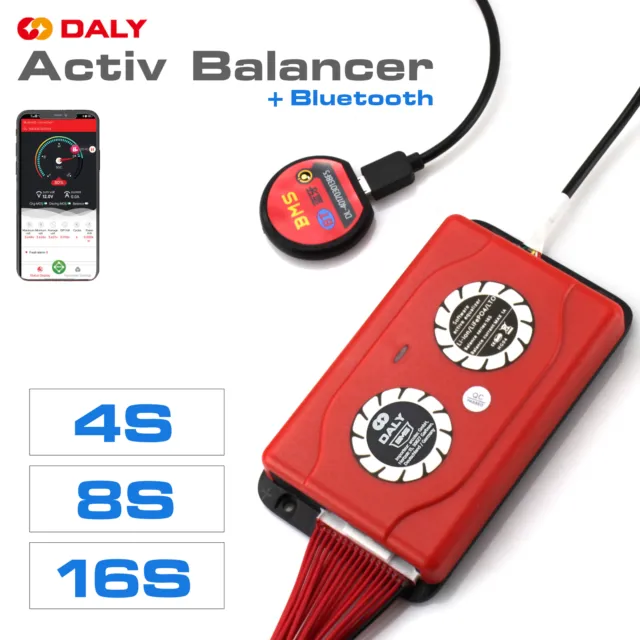 Daly BMS Smart Activ Balancer LFP LifePO4 12V 24V 48V 4S 8S 16S 1A mit Bluetooth