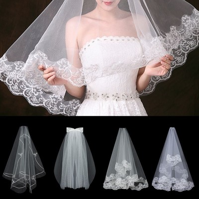 Avoria Paillettes Sposa Abito Velo Pizzo Bordatura Ricamo Pettine Costume Craft Nastro 