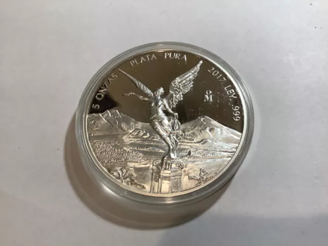 Rare 2017-MO Mexico 5 OZ coin Libertad Proof silver in holder  low pop