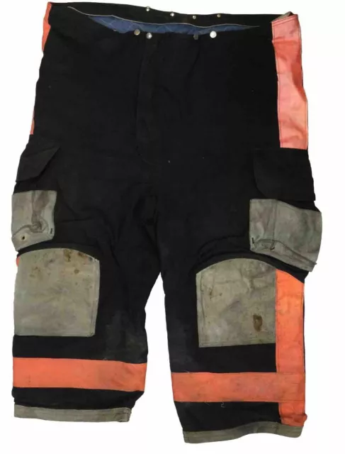 52x28 5XS Janesville Lion Black Firefighter Turnout Pants w Orange Stripes P1445