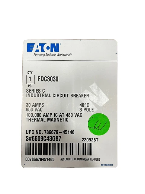EATON FDC 100k 3 pole 30 amp BREAKER FDC3030