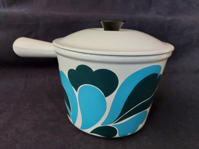 Ancien Caquelon Cocotte Fondue Le Creuset Vintage Fleurs 60s Émaillée