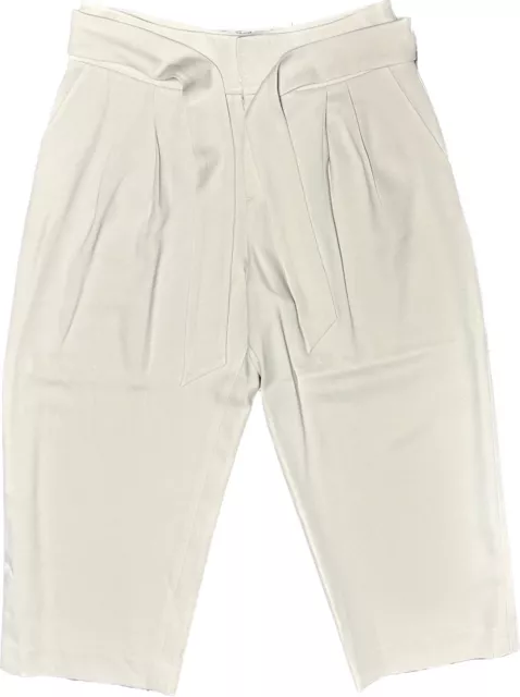 Club Monaco Women's Ivory Double Pleat Self Tie Cropped Pants Size 10