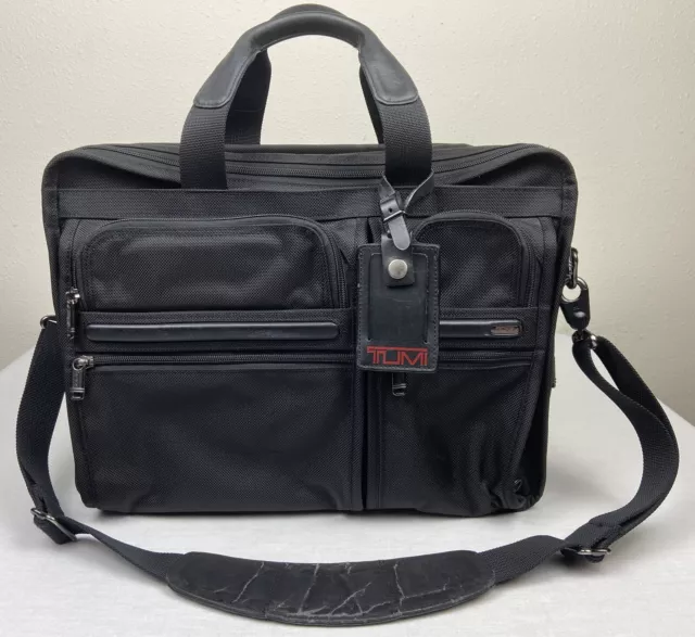 TUMI 26160D4 Black Ballistic Nylon Expandable 17" Laptop WorkTravel Shoulder Bag
