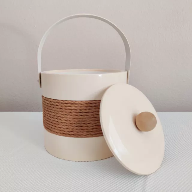 Georges Briard 70’s Vintage Retro Vinyl and Jute Ice Bucket MCM Coastal Bohemian Georges Briard 70’s Vintage Retro Vinyl and Jute Ice Bucket MCM Coastal Bohemian