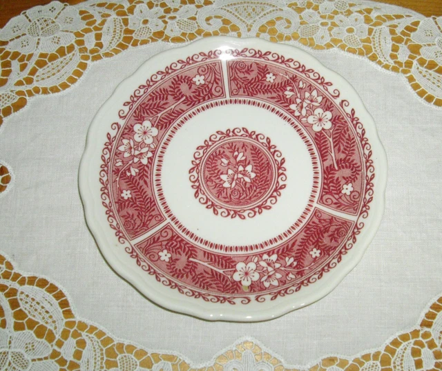 Vintage Syracuse China Strawberry Hill Red Flowers 6 1/2" Plate ~