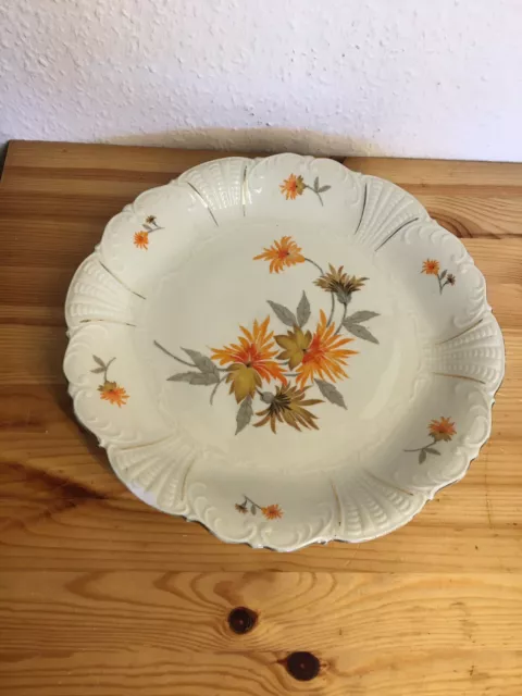vintage Porzellanschale Schirnding Bavaria mit Blumendekor - 29,3 x 3,8 cm