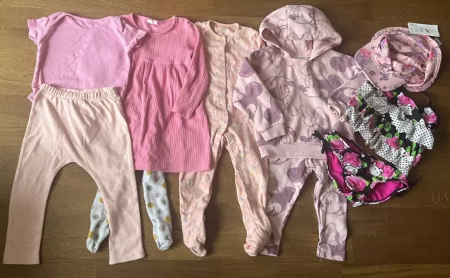 Girls Clothes Bundle 12-18 Months Dress Disney Outfit Leggings Swimsuit Hat Vest