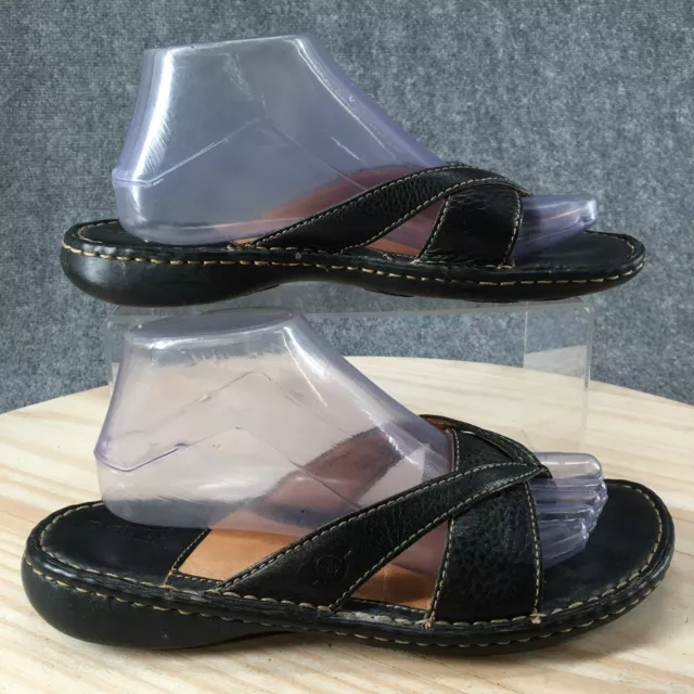 Born Sandals Womens 9 M Flip Flop Thong Black Leather Slip On Casual W31222