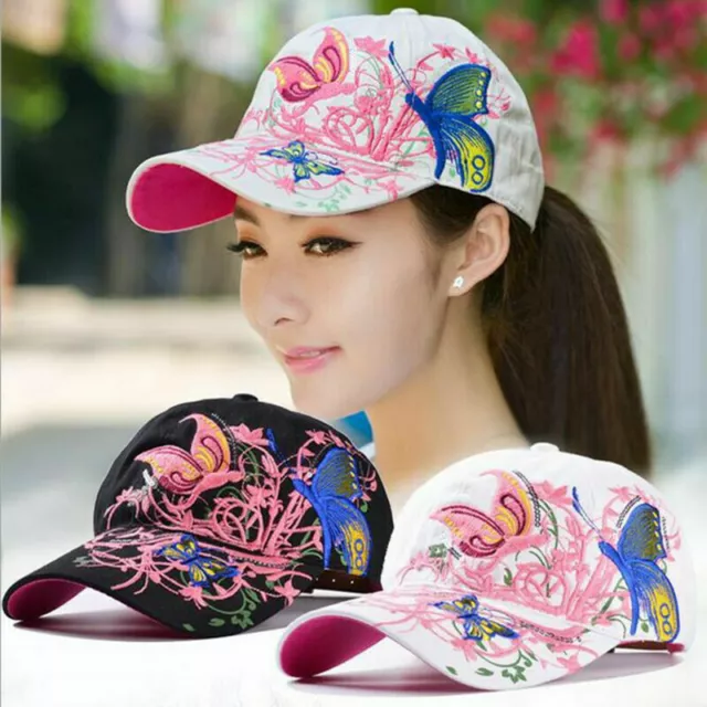 Baseball Cap For Women With And Flowers Embroidery Butterflies Adjustable