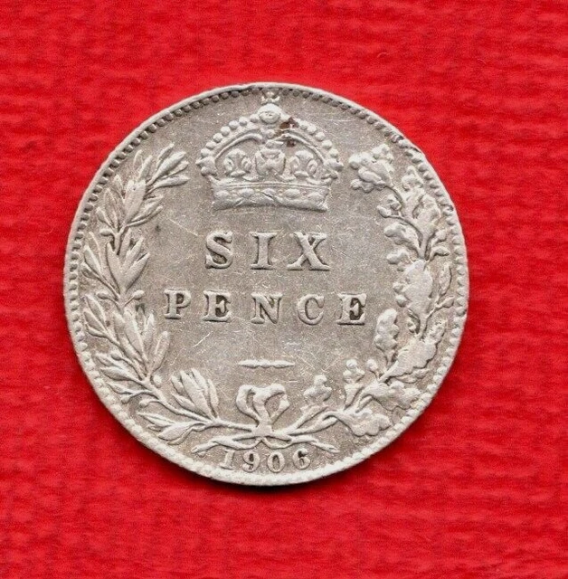 1906 Silver Sixpence Coin. King Edward Vii.