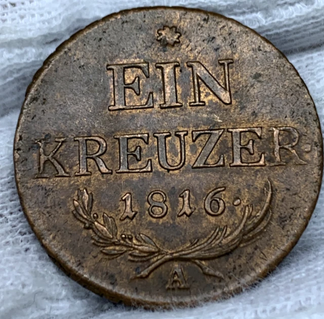 AUSTRIA, Empire Franz II era 1816A copper Ein Kreuzer