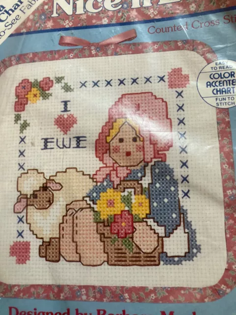 Cross Stitch Kit Nice ‘N  Easy - I Love Ewe - 11 count 6”x 6l” - shrink