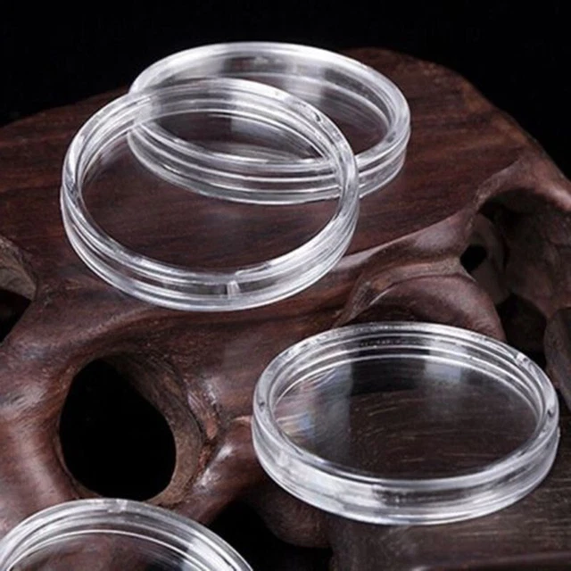 Boîtiers ronds transparents porte-pièces capsules pour pièces de 21 mm (100 p