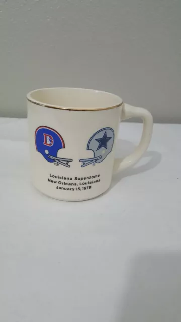 Vintage Super bowl XII Coffee Mug Cup Denver Broncos Dallas Cowboys 1978