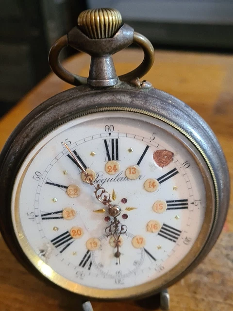 MONTRE GOUSSET RÉGULATEUR, argenté, F E Roskopf, remontoir non bloqué