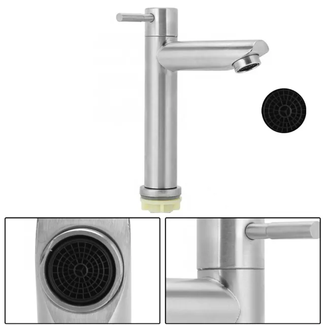 Wear Resistant Stainless Steel Bathroom Single Cold Faucet Matte Basin Mixer