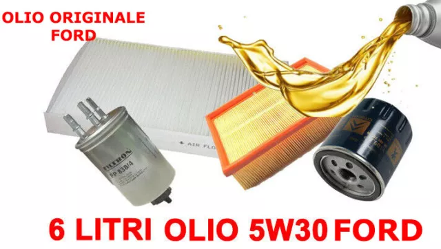 KIT 4 FILTRI TAGLIANDO OLIO ORIGINALE 5W30 per FORD FOCUS 1 1.8 TDCI 100 115 CV