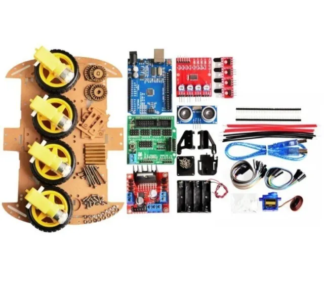 4WD Smart Robot Car Chassis Kit For UNO R3 CH340 With USB Ultrasonic Starter Kit