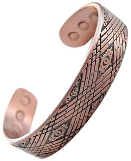 Mens or Womens Magnetic Therapy Bracelet Celtic Copper Criss Cross Bangle New