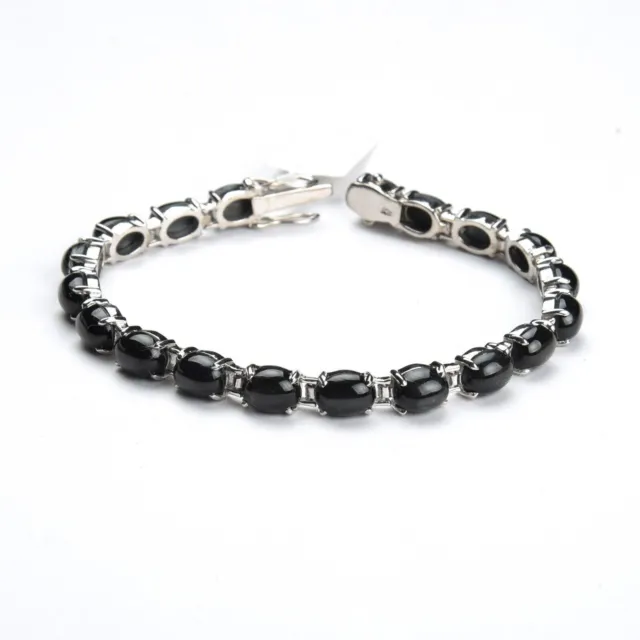 Bracciale tennis in argento sterling 925 con cabochon ovale da 8*6 mm con...