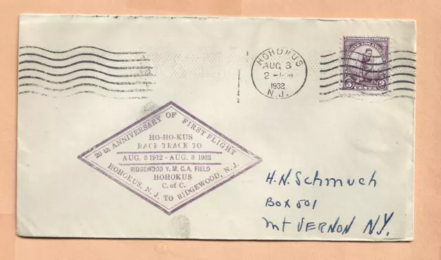 FIRST FLIGHT 20th ANNIV HOHOKUS NJ TO RIDGEWOOD NJ AUG 3,1932