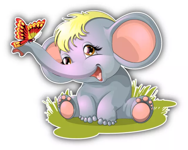 10cm Auto-Aufkleber Sticker Decal Laptop Farbe bunt Elefant Toon Comic H1849