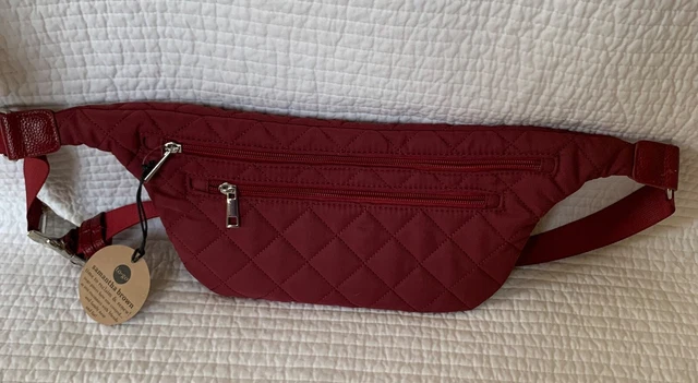 Samantha Brown To-Go Quilted Waist Belt Bag Fanny Pack Maroon Red 3