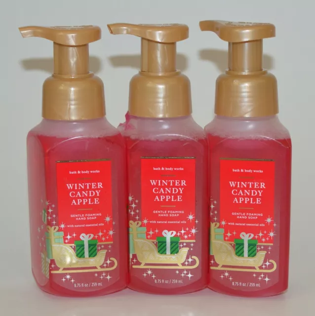 3 Bath & Body Works Winter Candy Apple Gentle Foaming Hand Soap Wash Sleigh Gold