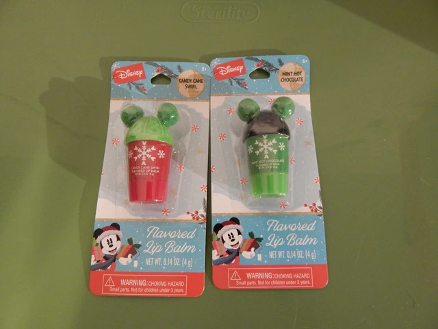 Disney Lot of 2 Flavored Lip Balm-Candy Cane Swirl & Mint Hot Chocolate