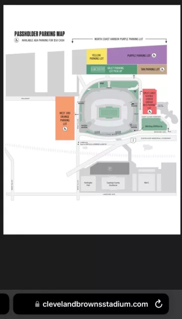 Cleveland Browns Parking Pass; 12/28 vs. Jets;  Closest Lot and Easiest Exit