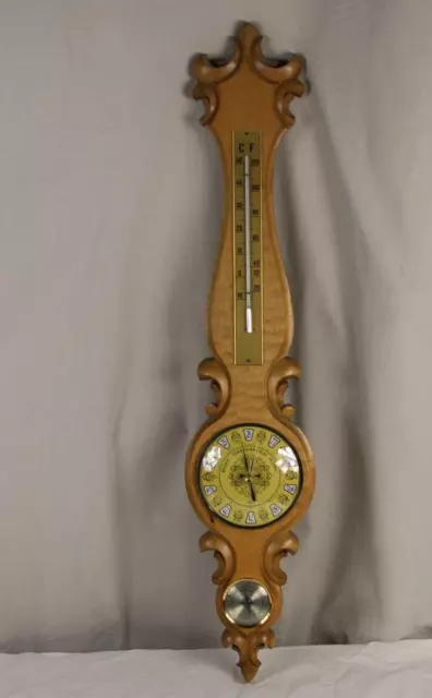 C13/ Vintage Wetterstation - 3 tlg. für Wand im Holz Gehäuse - ca. 71 x 14 cm /H C13/ Vintage Wetterstation - 3 tlg. für Wand im Holz Gehäuse - ca. 71 x 14 cm /H