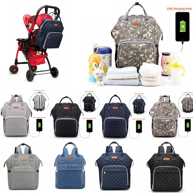 Waterproof Nappy Diaper Bag for Mom Maternity USB Charging Travel Backpack