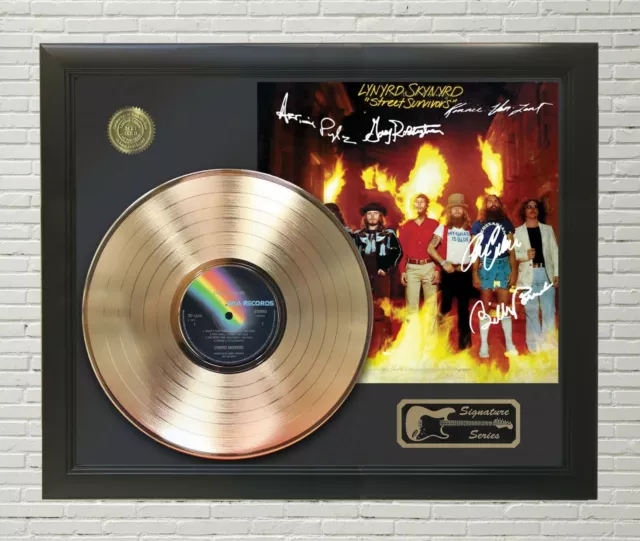 Lynyrd Skynryd Framed wood Reproduction Signature LP Record Display. "M4"