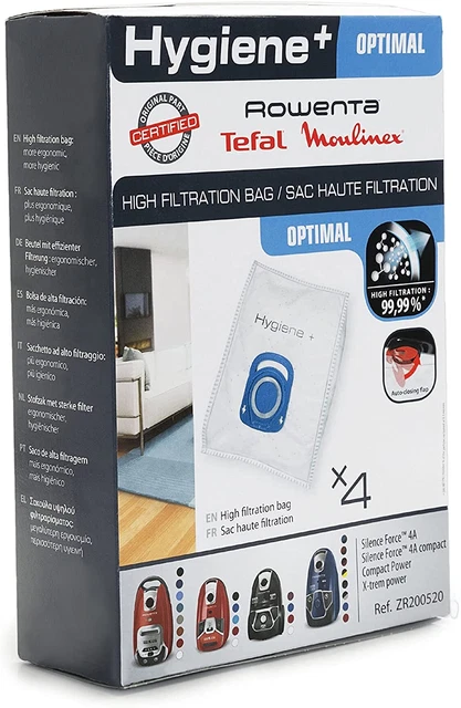 Lot De 4 Sacs Hygiène+, Compatibles Avec Les Aspirateurs Traineau Compact Power,