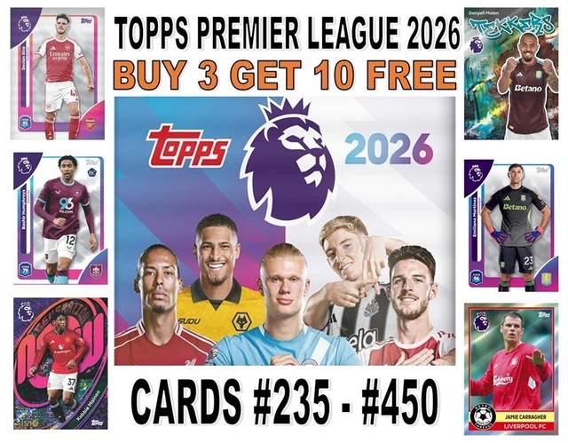 TOPPS PREMIER LEAGUE 2026 25/26 CARDS #1 - #231 BLUE PARALLEL CARDS