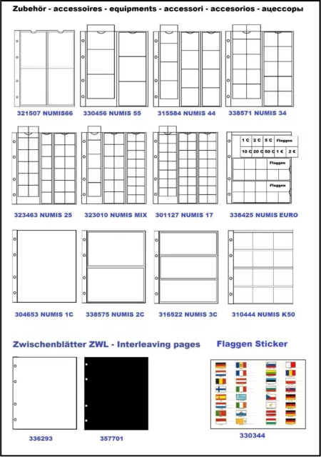 Leuchtturm Numis feuilles pièces 17 25 34 44 55 66 Mix KMS K50 1C 2C 3C EURO