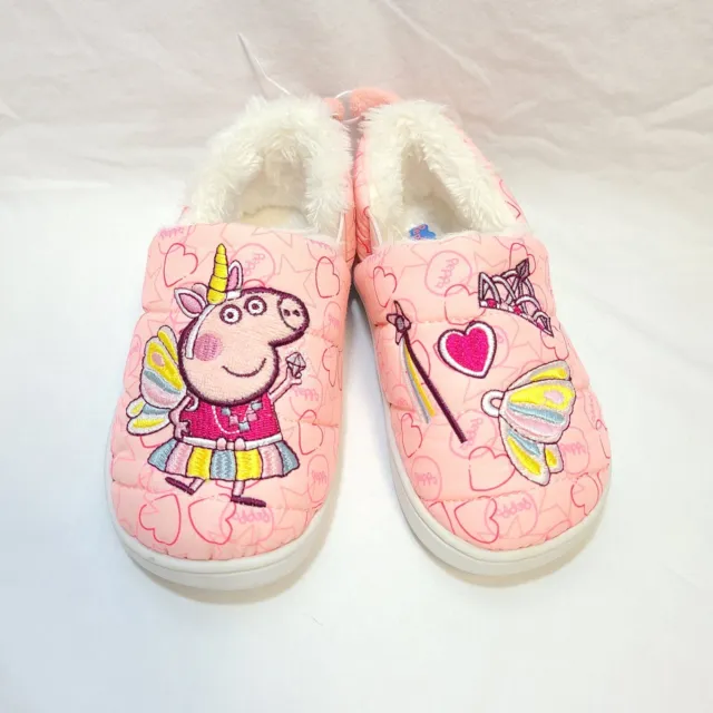 Peppa Pig Pink Faux Fur Lined Toddler Girls Slipper Size 9/10 GENTLY USED